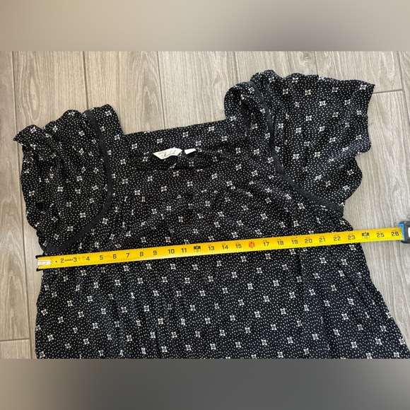Caffe Marrahesh|Boho black & white floral polka dot short sleeve blouse,flowy••• - Picture 10 of 10